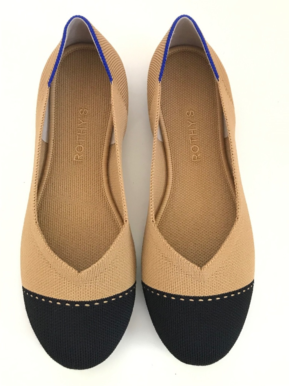 ROTHY’S The Flat Cap Toe Camel Black Women’s Size 9.5